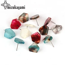 15mm 6 unids/lote ácido acético resina geométricos irregulares pendiente Base conectores para DIY pendientes joyería encontrar accesorios