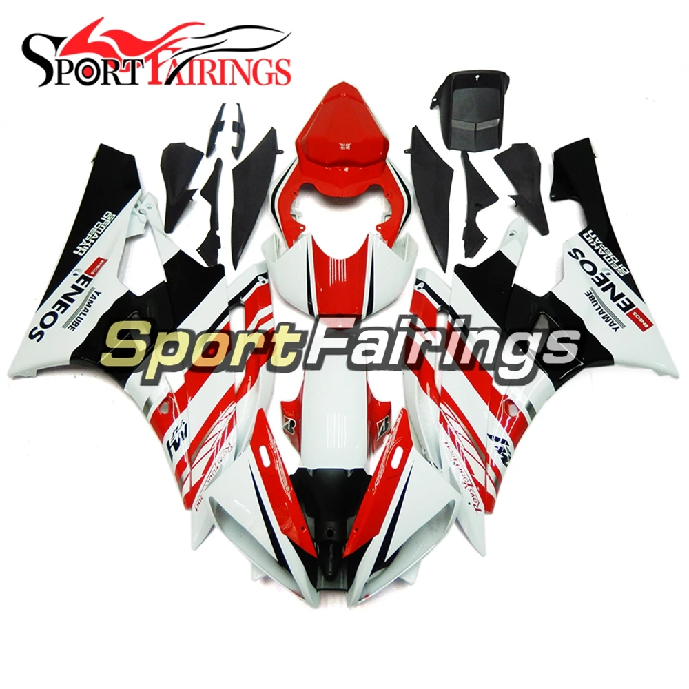 Full ABS Plastic Injection Sportbike Covers Carenes for Yamaha YZF600 R6 2006 2007 06 07 White Red Complete Motorbike Fairings | Автомобили