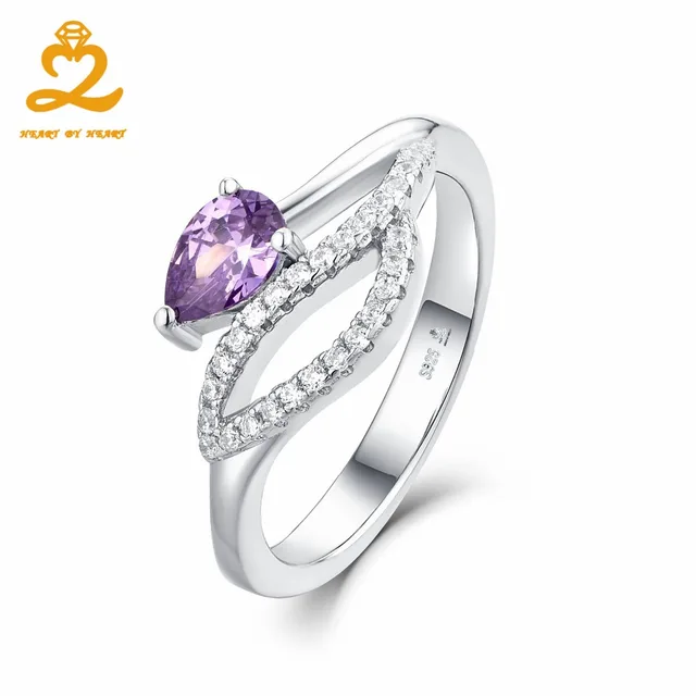 Heart By Luxury Ring Fine Purple Amethyst Stone Wedding Anime Heart By Luxury Ring Fine Purple Amethyst Stone Wedding Anime Jewelry Pure 925 Sterling Silver