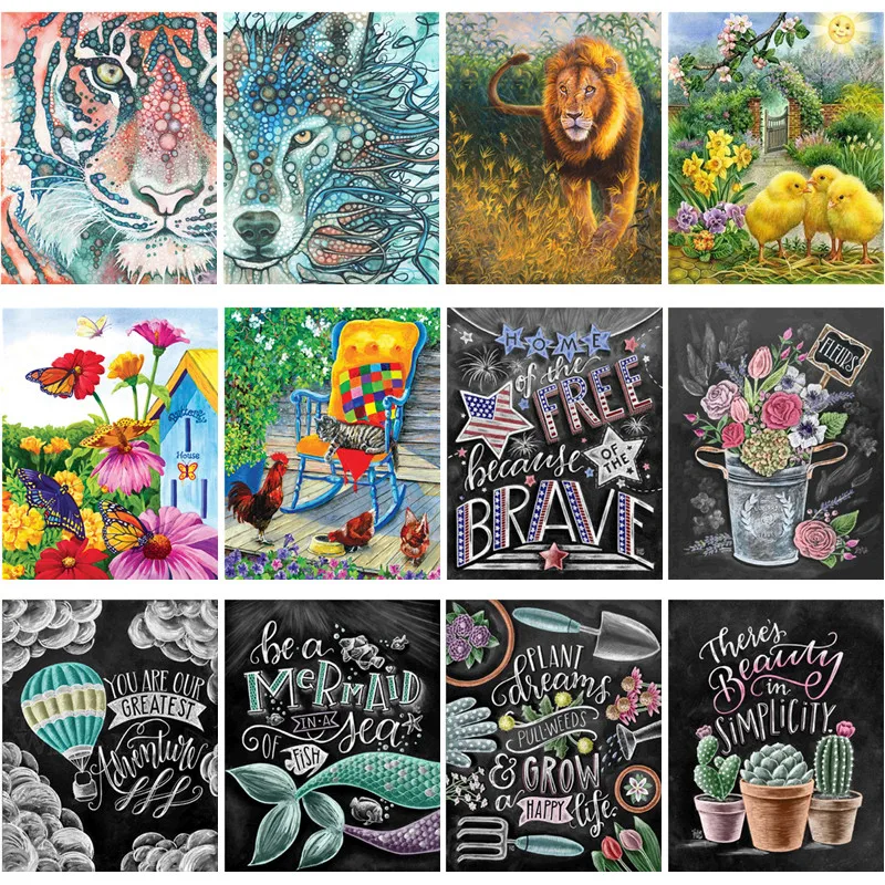 Full round diamond 5D DIY painting &quotblackboard text&quot 3D embroidery cross stitch animal pattern home decoration gift | Дом и сад