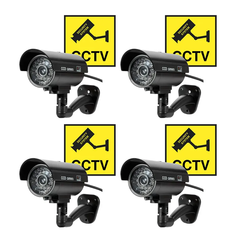 

4pcs/Lot Waterproof Dummy Camera Bullet Flashing Red LED Outdoor Indoor Fake CCTV Security Simulation Camera with Sticker