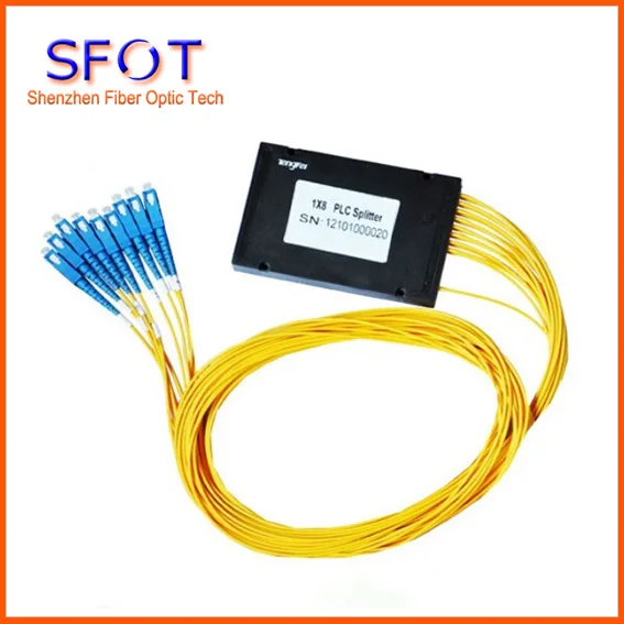 

6pcs/lot, FTTH 1*8 PLC Fiber Optical Splitter, ABS packing, with SC/UPC Connector, 2.0mm cable, 1m length, For GPON EPON