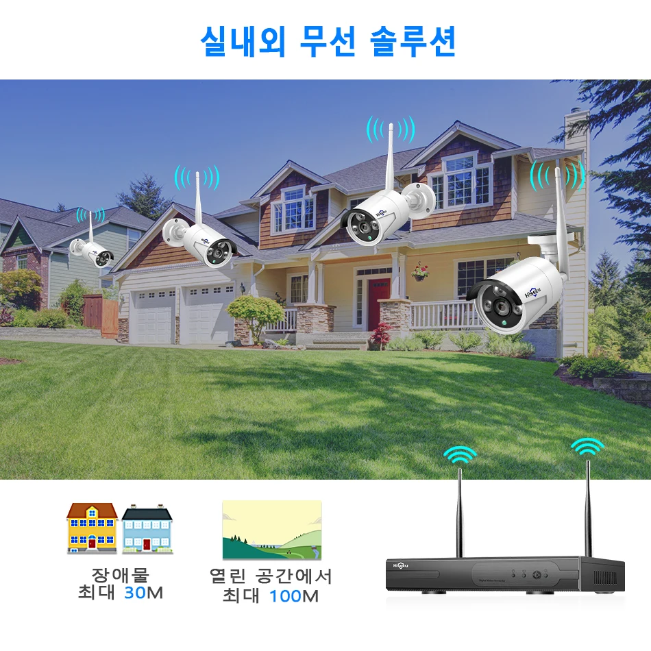  Hieeu 1080P sistema de cámara CCTV inalámbrico 1080P HDD 2MP 4CH NVR IP exterior sistema de segurid