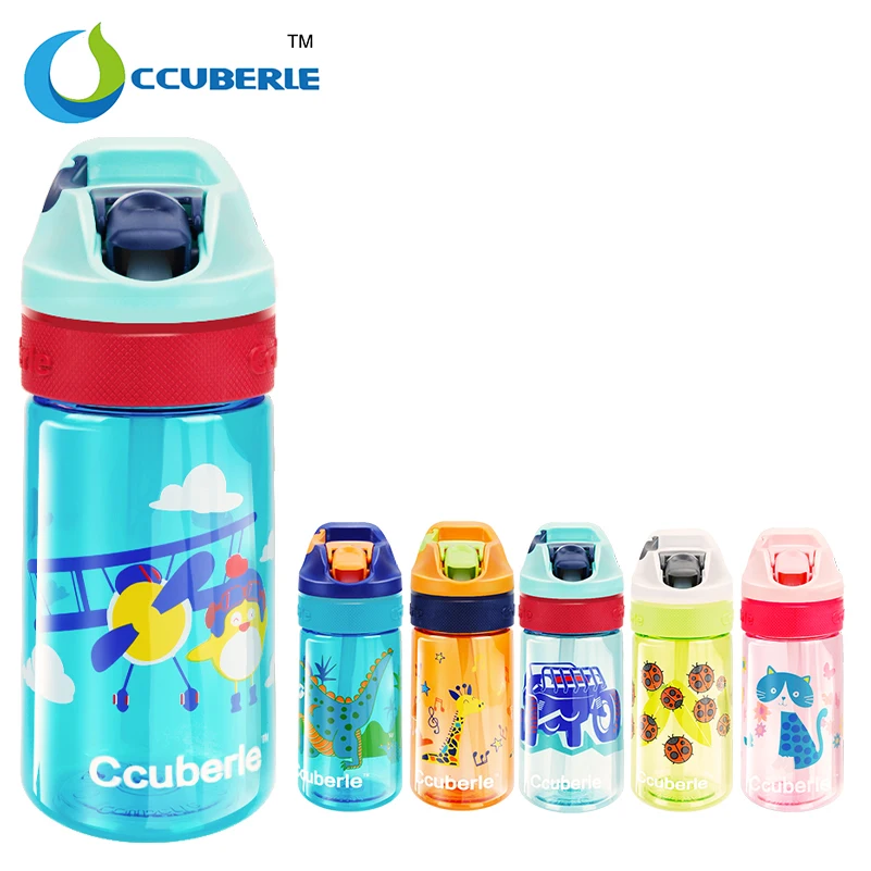

CCUBERLE Leakproof Kids Water Bottle Cartoon Eco-friendly With Lid Hiking Straw Type Shaker Bottles Portable Sports Drinkware