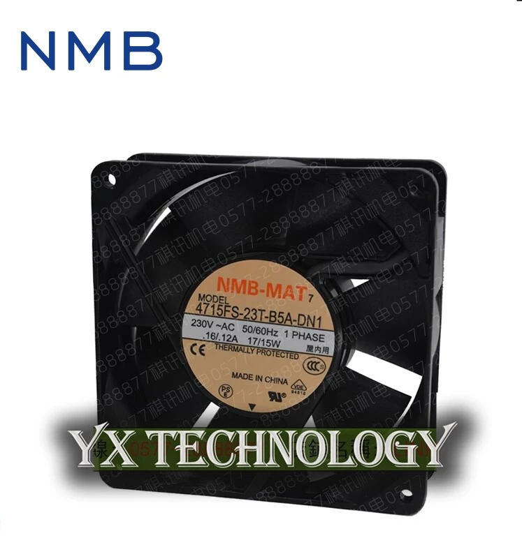 

NMB Server Square fan 4715FS-23T-B5A-DN1 AC 230V 17W 2-pin, 120x120x38mm