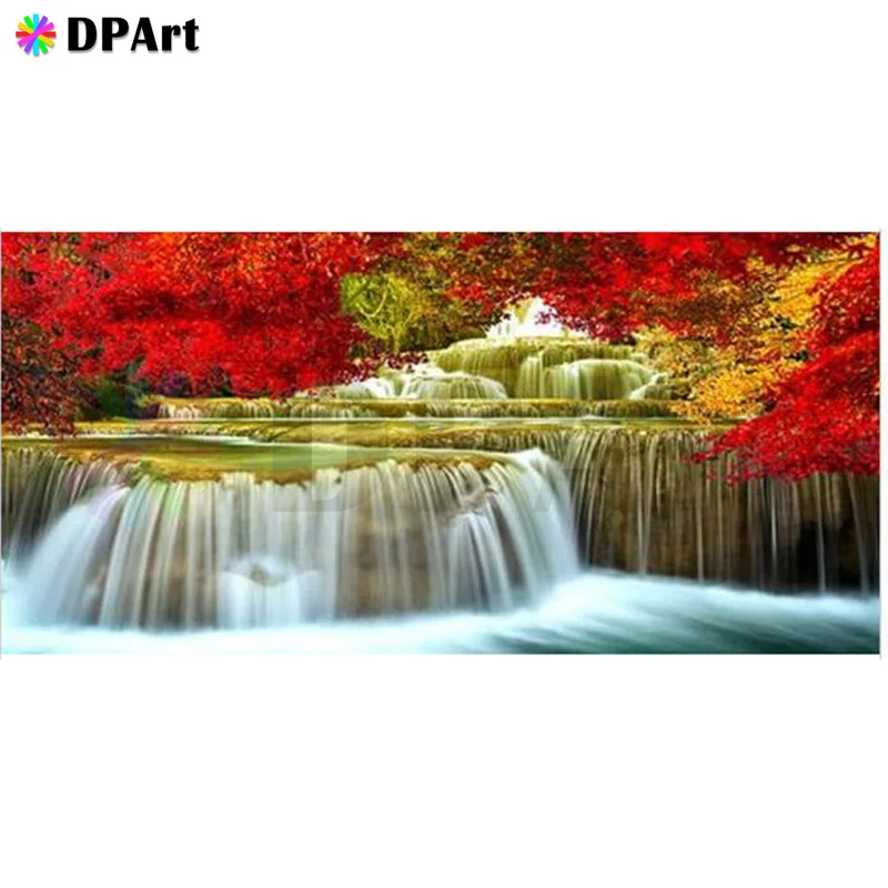 

Diamond Painting 5D Full Square/Round Drill Waterfall Scenery Red Tree Daimond Rhinestone Embroidery Painting Cross Stitch M578