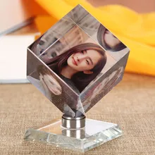 DIY квадратная Хрустальная фоторамка индивидуальные цветные печатные фоторамки стеклянные персонализированные подарки вращающиеся блестящие