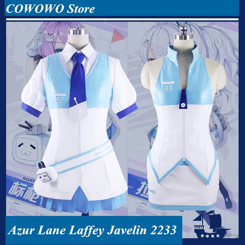 Anime!Azur Lane Laffey 33 Javelin 22 White Battleframe Navy Uniform Cosplay Costume Women Outfit