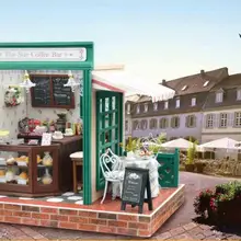 Элегантный кукольный дом Миниатюрный DIY кукольный домик с мебелью 3D деревянный дом, игрушки в подарок графический планшет Star Кофе бар Z005