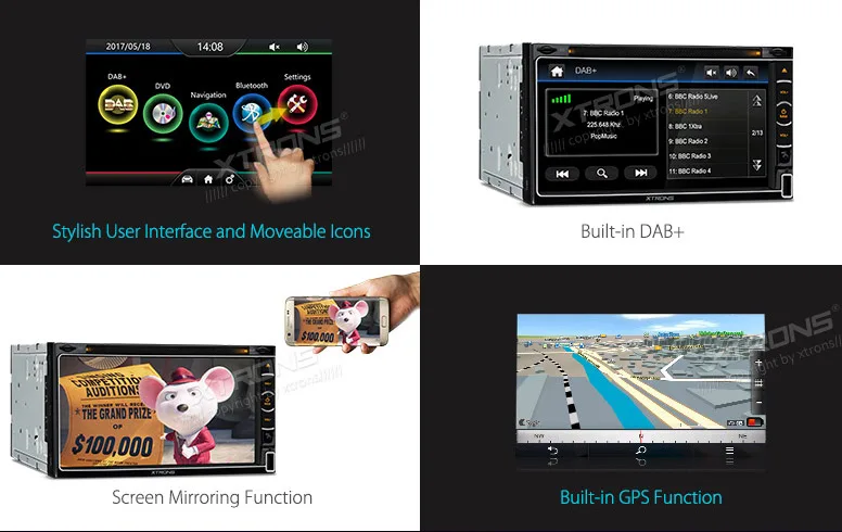 Perfect XTRONS 6.95" HD Digital Touch Screen DAB+ Tuner Universal 2 Din Car DVD Player Radio GPS Navigation Screen Mirroring Bluetooth 4 1