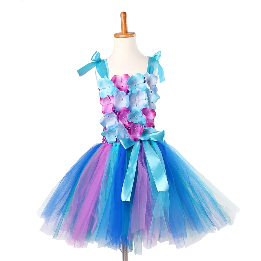Peacock Flowers Pageant Girl Tutu Dress Kids Baby Dress Children Feathers Ball Gown for Birthday Party Carnival Clothing (8)
