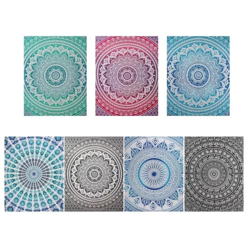 Indian Mandala Wall Hanging Tapestry Boho Geometric Pattern Carpet Throw Picnic Beach Mat Sleeping Blanket Microfiber Tapestry