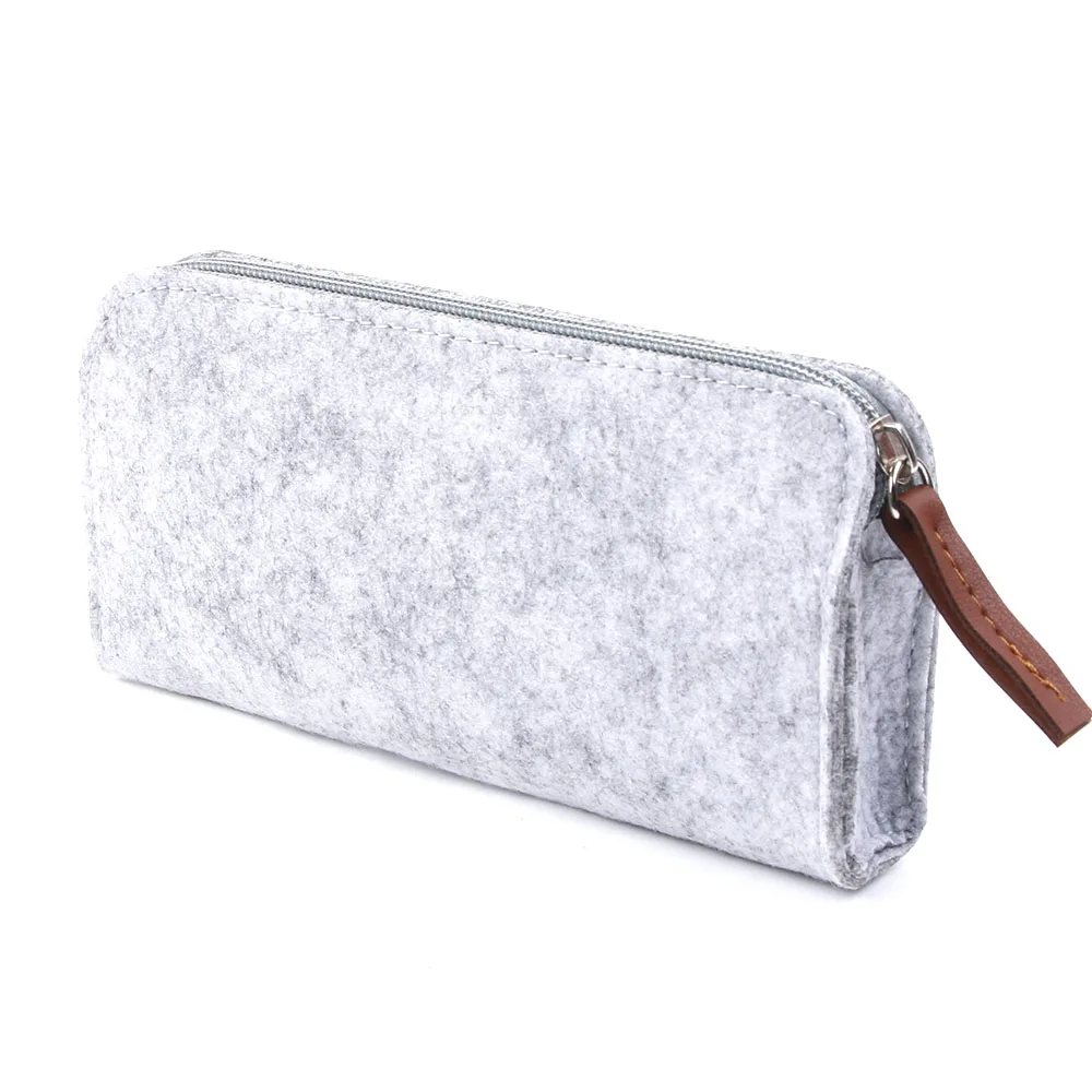 Minimalist Felt Pencil Case Pencil Bag School Office Supplies Stationery Portable Soft Felt Cloth Pouch Makeup Bags Box