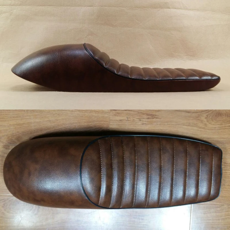 2016 brown SADDLE Retro Refit Motorcycle Seat Leather