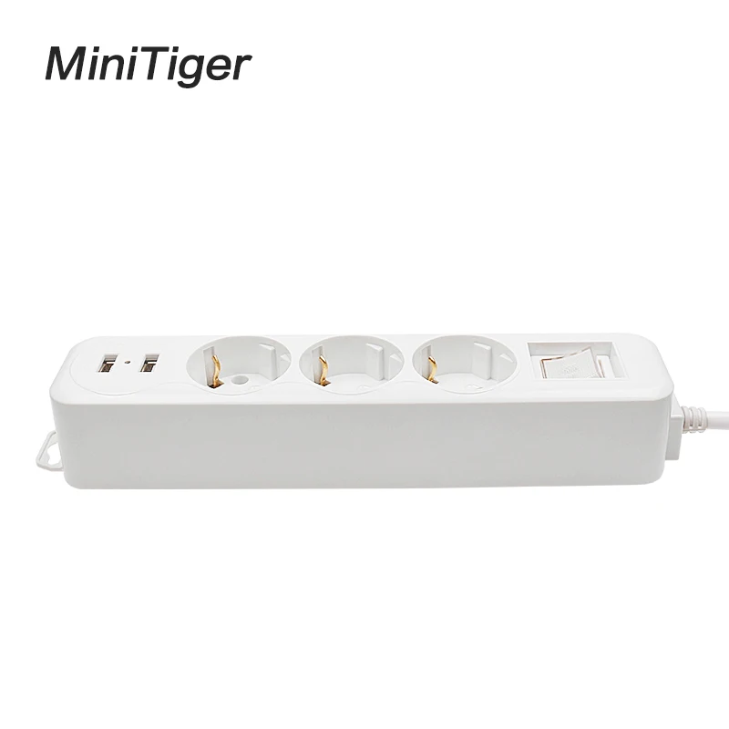 Minitiger Мощность ленты двойной USB зарядка Порты и разъёмы 3 EU переменного тока