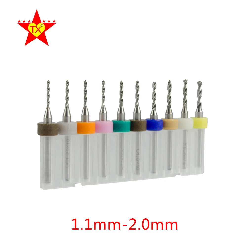TX 10pcs PCB Metal drill bit 1.1 2.0mm For CNC router Wood Cutter