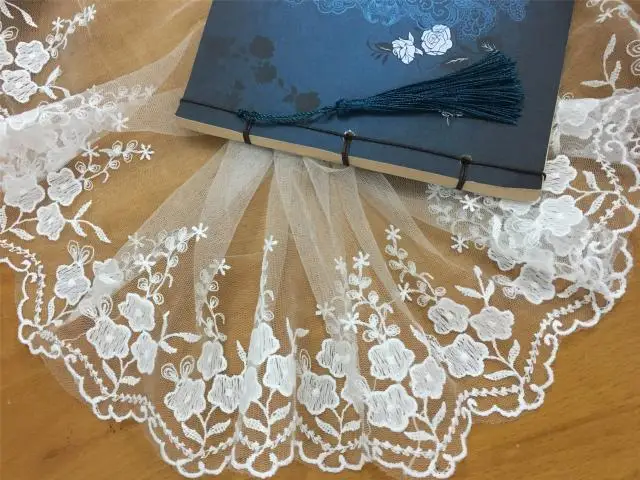 

Mesh embroidery lace white mesh embroidery lace accessories 17cm wide