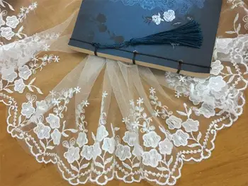 

Mesh embroidery lace white mesh embroidery lace accessories 17cm wide