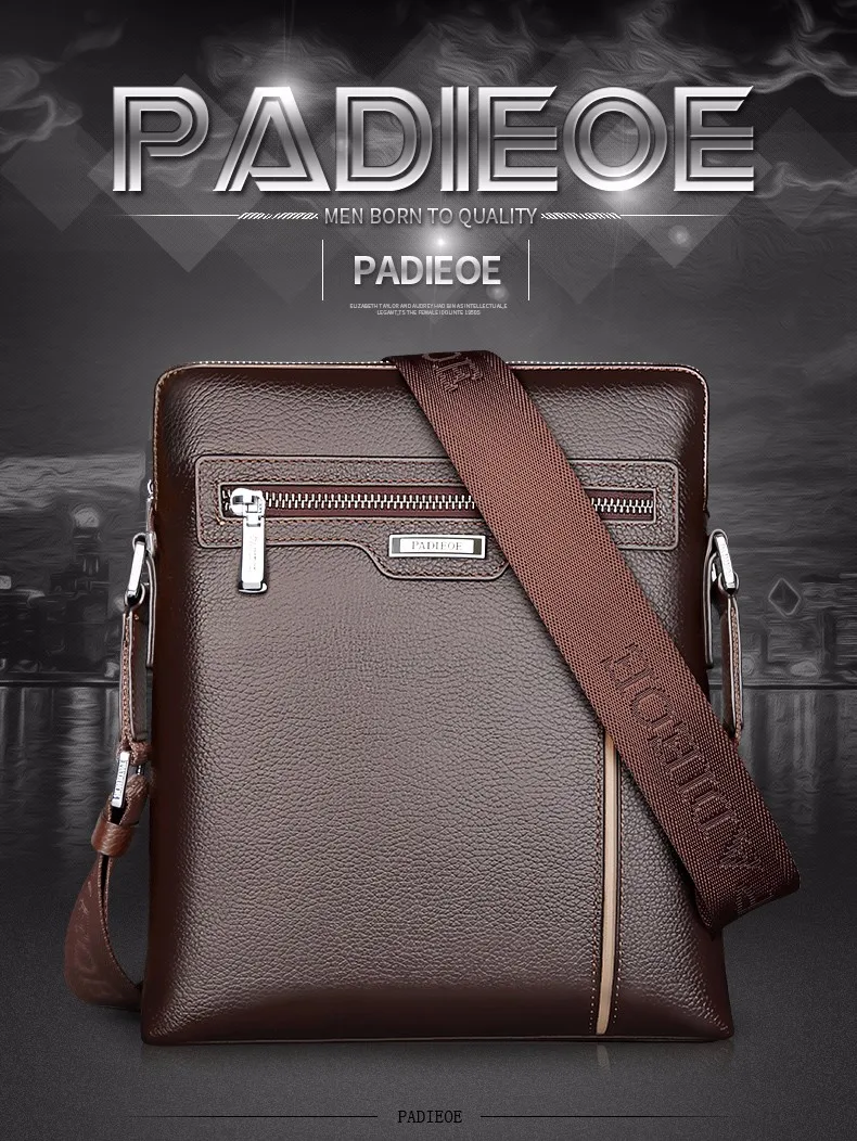 Padieoe модные роскошные Брендовые мужские сумки из натуральной кожи повседневные мужские сумки через плечо Маленькие