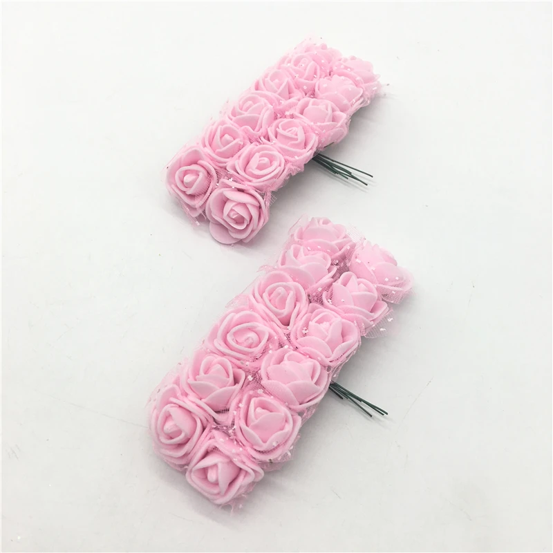 

24pcs Two Bundles Pink Mini Foam Rose Artificial Lace Flower Bouquet Multicolor DIY Wedding Party Birthday Decoration
