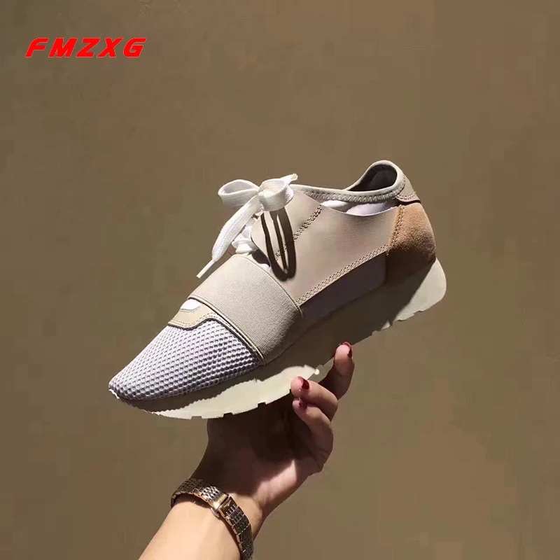 

FMZXG Women Flats Sneakers Shoes Wedge Fashion Platform Mesh (Air mesh) Genuine Leather Spring/Autumn Woman Casual Lovers Shoes