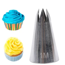 Bico de aço inoxidável aberto estrela ponta pastelaria cookies ferramentas de confeitaria bicos de tubulação bolo decoração cupcake cria gota flor #1m