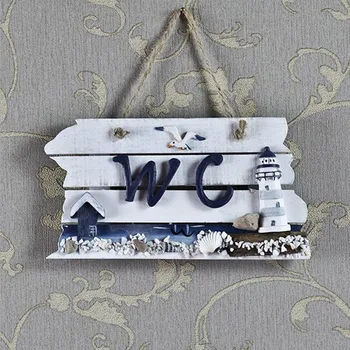 

ZL Mediterranean Style Toilet Indicator Wooden Wall Hanging Listing Home Bar Hotel Restaurant Decor Crafts Photography Props
