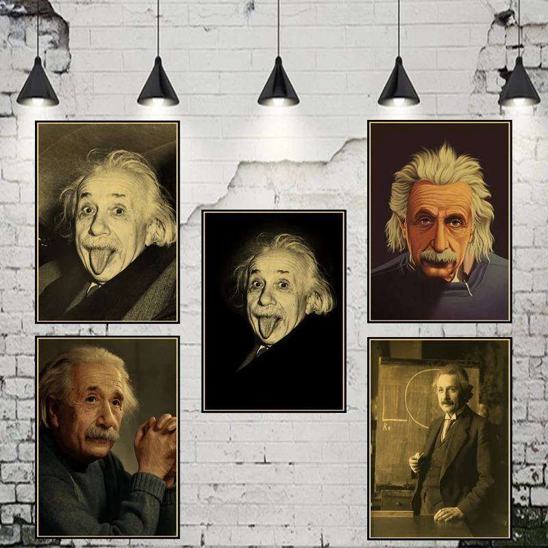 

Wall Stickers Home Decor Albert Einstein Poster Vintage Retro Paper Imagination Is More Important Than Knowledge wallpaper