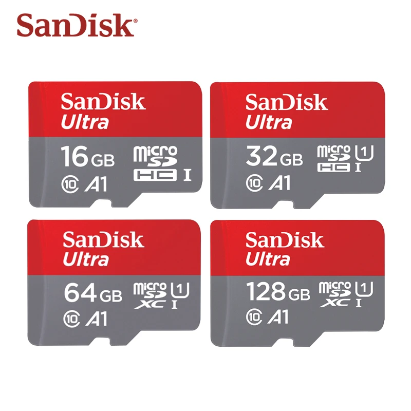 Двойной Флеш-накопитель SanDisk memory card A1 128 ГБ 100 МБ/с. micro SD карта, 32 ГБ, класс 10 SDXC 64 GB Ultra SDHC 32 Гб оперативной памяти, 16 Гб встроенной памяти, UHS-I блок для TF карты памяти