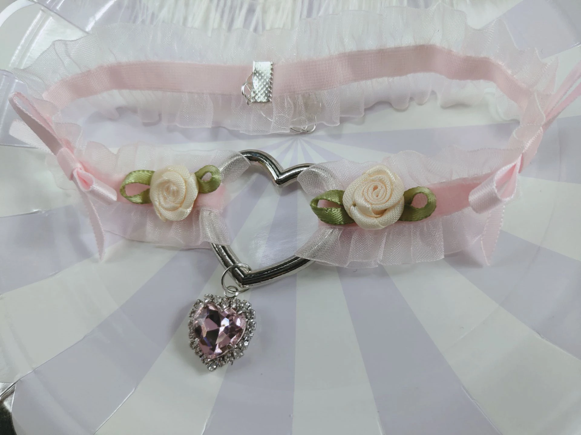 Harajuku Soft Lolita Girl Heart Handmade Bow Rose Retro Necklace Accessories