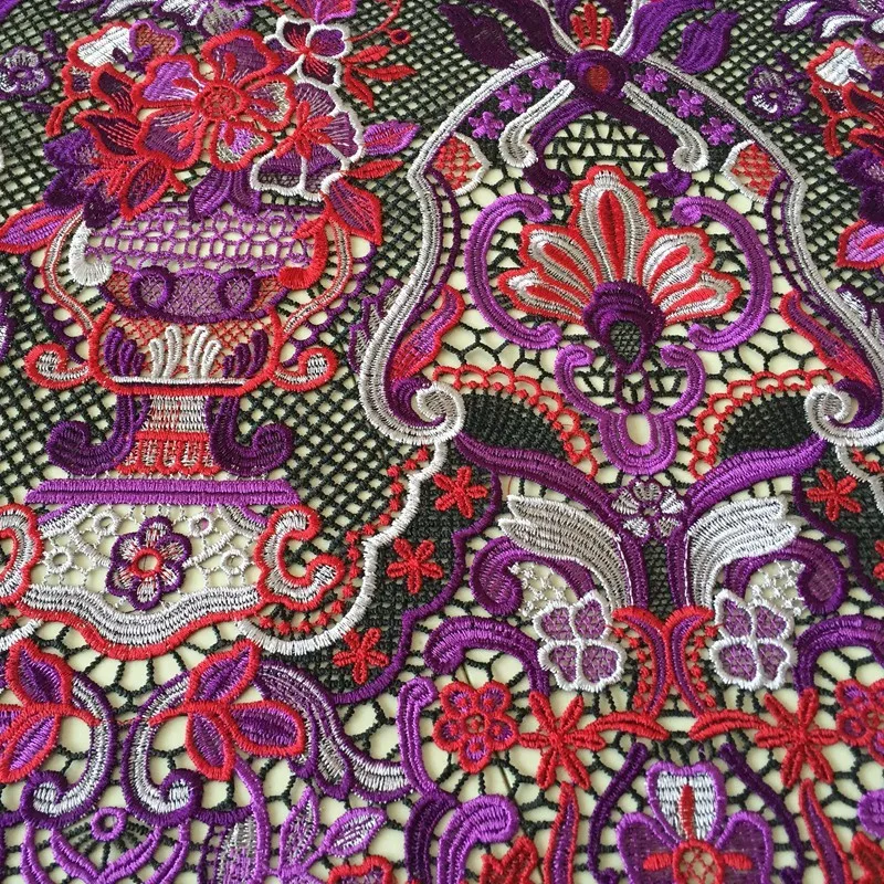 Королевский стиль вина красочные embroidey барокко новый кружевной цветок вышивка ткань текстильная diy на заказ полотно занавески s