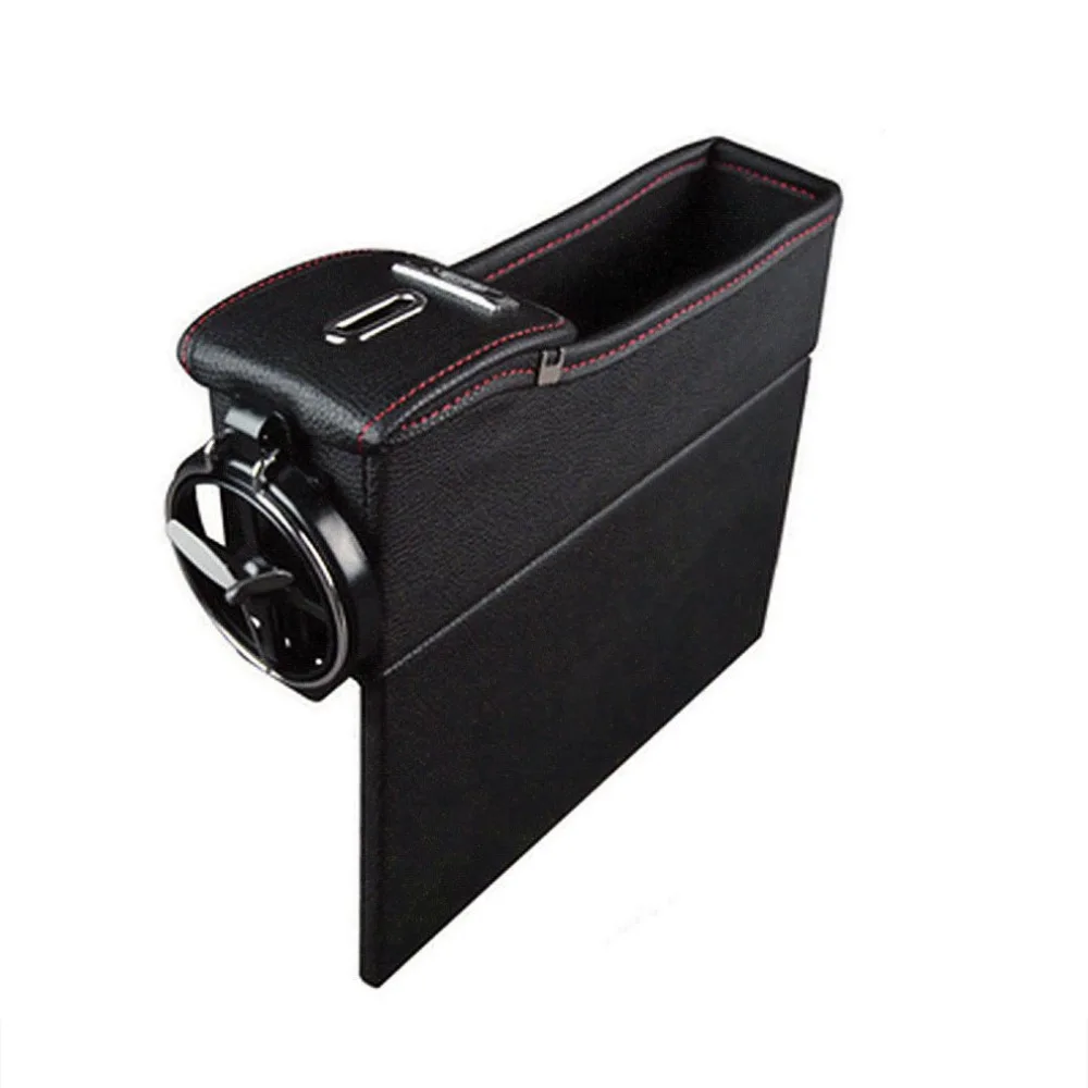 

PU Leather Seat Side Storage Box Multifunction Car Seat Gap Catcher Coin Collector Cup Holder Car Interior Accessories
