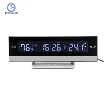 

Home Digita LCD Big Large Screen LED Display Electronic Alarm Clock Desk European Temperature Humidity Clock Electronic Battery