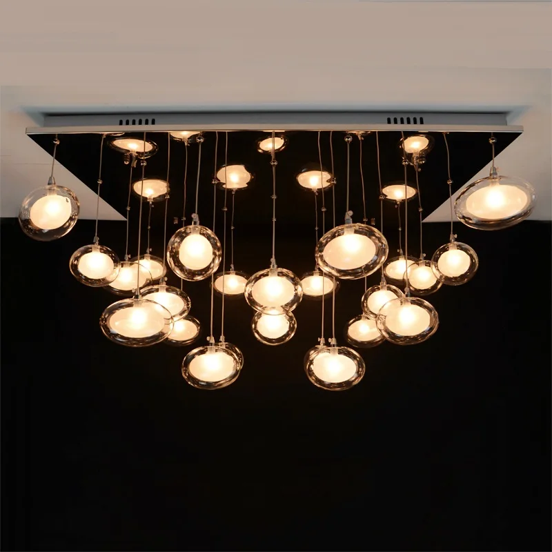 

Nordic simple restaurant chandelier modern art living room lamp bedroom study LED light creative glass egg chandeliers ZCL