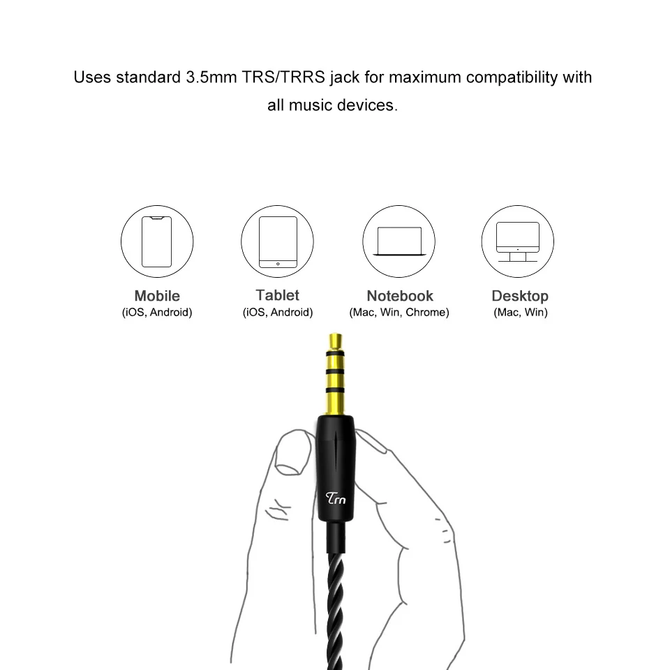 TRN V80 2BA+2DD Hybrid Earphone HiFi Dual Balanced Armature Dual Dynamic Bass Earphone with Mic/ no Mic