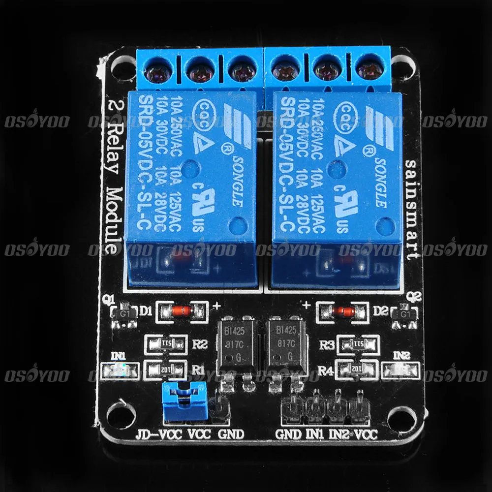 Электронный 10A 2 channel 5 В релейный модуль щит для Arduino ARM PIC AVR DSP 5 шт./лот Бесплатная Прямая доставка