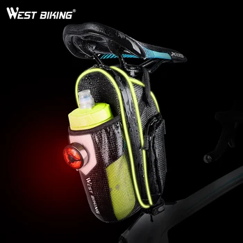 

WEST BIKING Bike Saddle Bag With Bottle Pocket Waterproof Bicycle Reflective Rear Seat Storage Bag For Cycling Bike Pannier