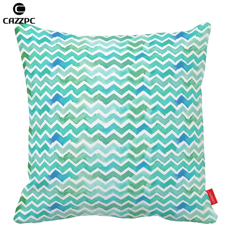 Green Geometry Watercolor Chevron Print Car Decorative Throw Pillowcase