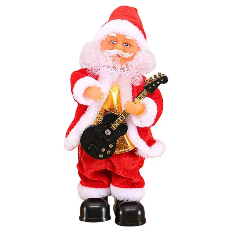 Милый Санта Клаус танцующий пение музыкальная игрушка Плюшевые Рождественские куклы электрические игрушки саксофон гитара