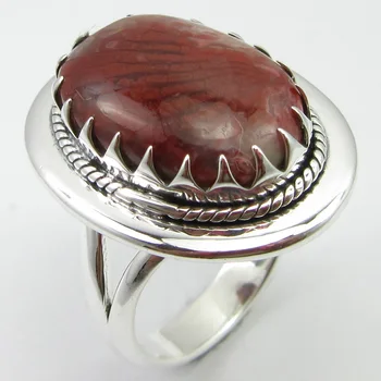 

Red Horn Coral Claw Setting Ring Size 6.5 Face Width 23 mm Unique Designed