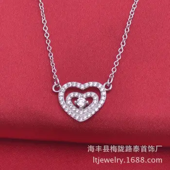 

HWPE14655 Heart pendant 925 sterling silver necklaces jewelry,