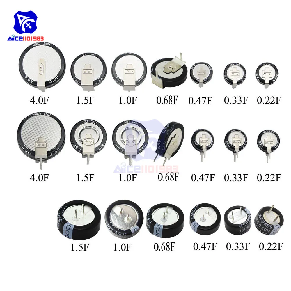 5,5 V емкость 0.1F 0.22F 0.33F 0.47F 0.68F 1F 1.5F 4F сверх яркий конденсатор H Тип V Тип C Тип конденсатор