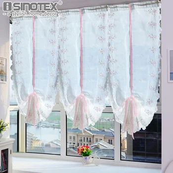 

Window Roman Curtain Pastoral Tulle Embroidered Sheer For Kitchen Living Room Bedroom Window Curtain Screening Pink Bowknot