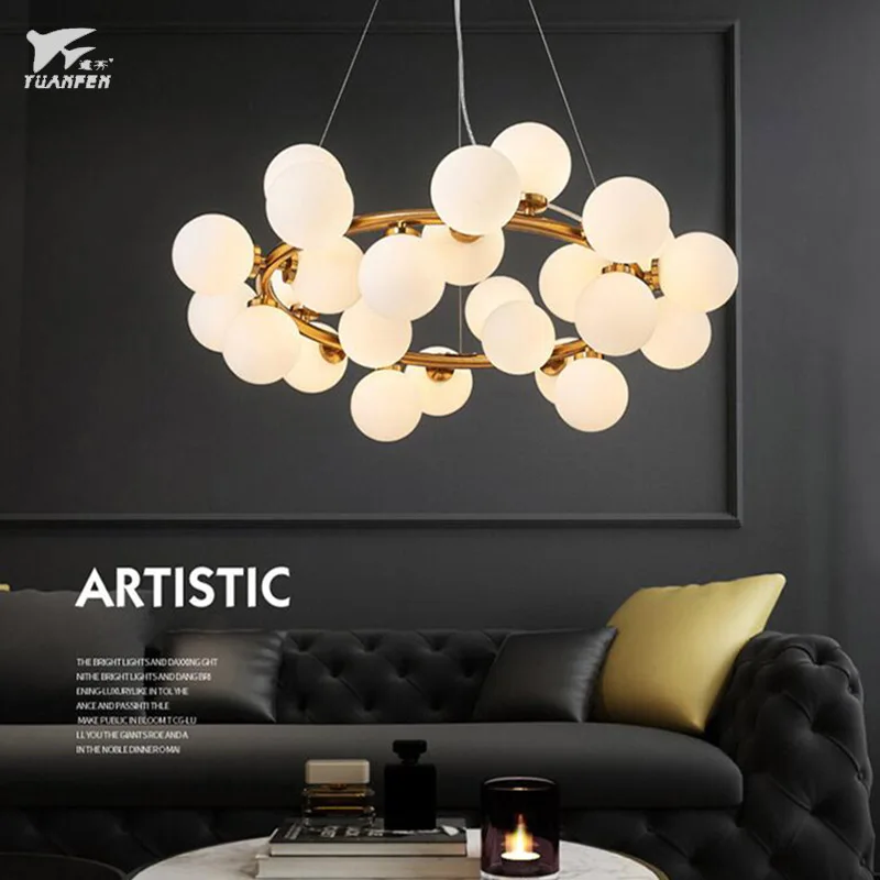 

Modern chandeli magic bean glass led chandelier lamp molecular structure 25lights lighting for living room lamp