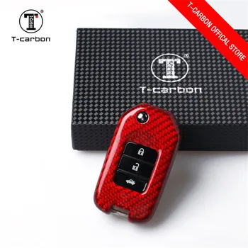 

Red Carbon Fiber Car Key Case Protective Shell Styling Bag Box For Honda three-key modification protects the key case