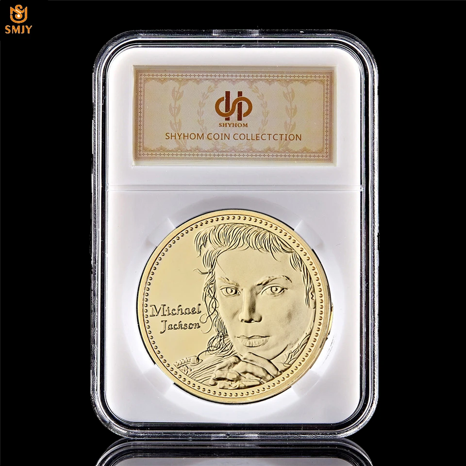 Gold Souvenir Coin US Singer Michael Jackson King Of Pop Gold Coin W/Pccb Box