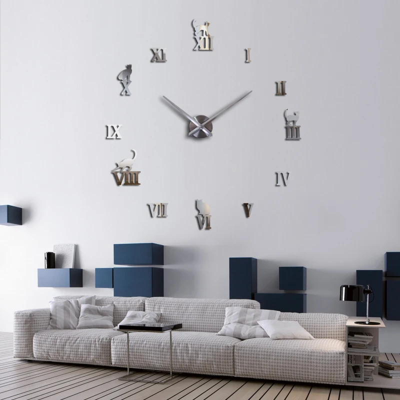 Реального кварц продажи металла современные часы большой 3d diy настенные часы домашнего декора подарок silent часы Часы настенные наклейки