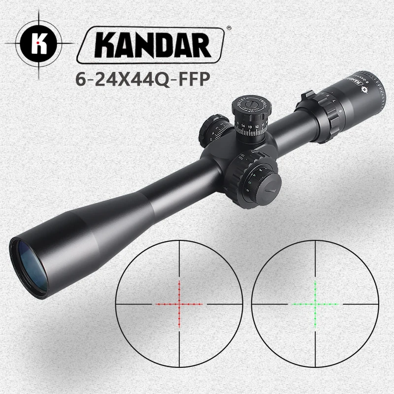 KANDAR 6-24X44 Q FFP тактический прицел красный зеленый с подсветкой Прицел снайперской винтовки оптический прицел охотничьи прицелы винтовка air Red dot