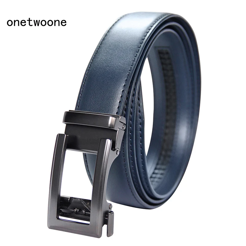 Famous Brand Belt Men Top Quality Genuine Luxury Leather Belts for Men Strap Male Metal Blue Leather Automatic Buckle Belts Men