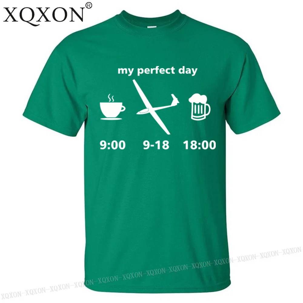 XQXON-my perfect day скользя Для мужчин футболка хорошего качества хлопок Летние Короткие рукава человек футболка; Топы K113 - Цвет: Green